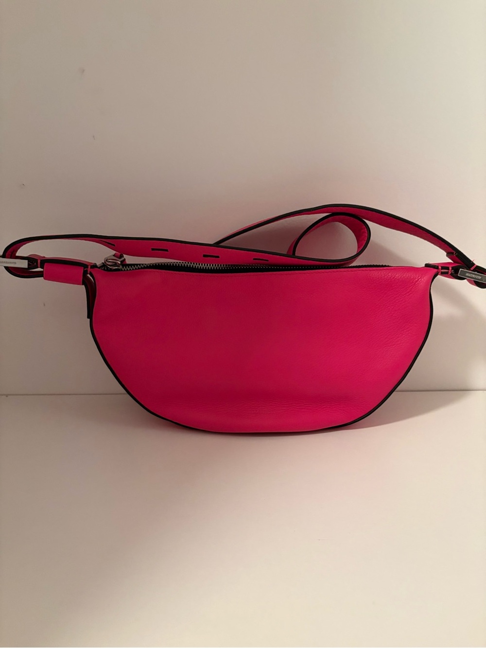 AllSaints Hot Pink Half Moon Crossbody Bag